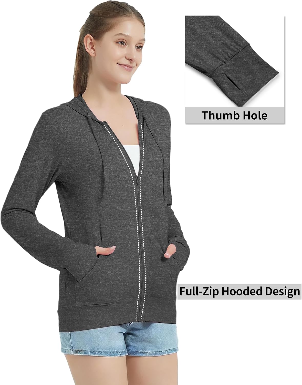 LETAOTAO Womens' Lightweight Zip Up Hoodies Stretch Thin Summer Jackets For Women image 4