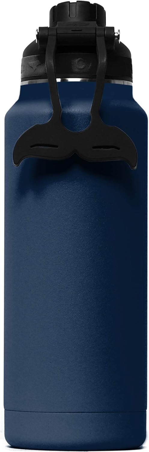 ORCA Hydra 34oz | Insulated, Stainless Steel Water Bottle with Powder Coat Finish & Silicone Grip Whale Tale Handle, Dishwasher Safe Sports Bottle — Navy