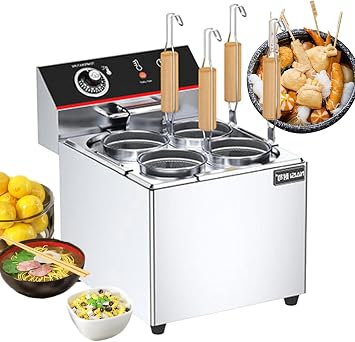 4 Hole Noodle Cooking Machine, 2000W Electric Pasta Vegetable Maker Rapid Heating Noodle Dumplings Cooker 30-110C Thermostat Restaurant Boiling Equipment 3-Ring Tube Automatic Power-Off