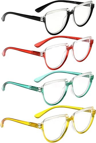 Miniatura 3 de Gafas de lectura para mujer, paquete de 4 lectores con diseño de media luna para mujer