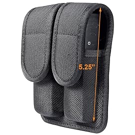 TAFTACFR Molded Double Mag Pouch Holster with Double and Single Stack Magazines .380, 9mm & 40 Cal for S&W M&P Ruger Glock Walther H&K(Ballistic Nylon)