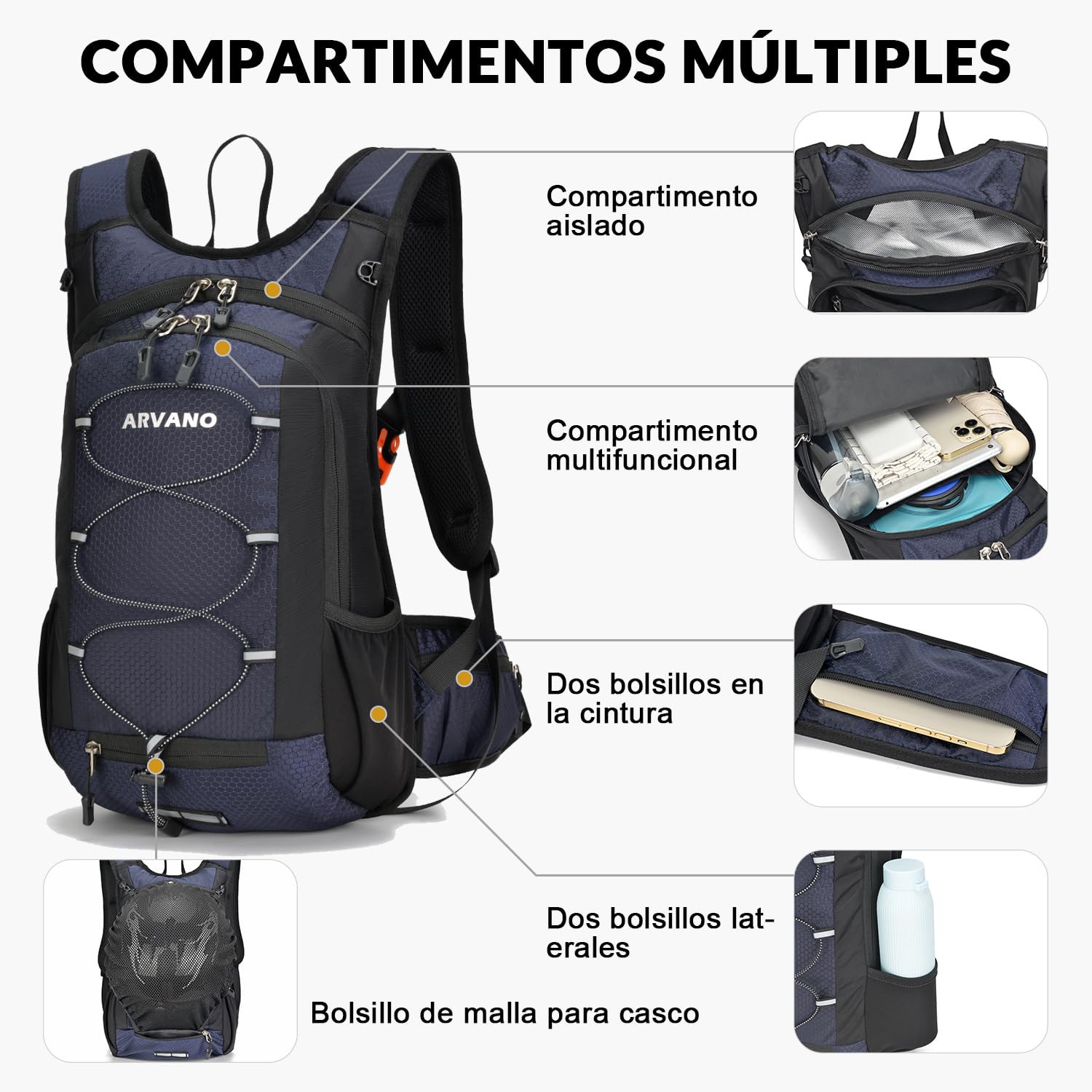 Mochila de Ciclismo MTB, 15L Ligera Mochila Bicicleta Montaña para Hombre Mujer Bici, Esqui, Correr, Senderismo, Moto Enduro, Trail Running
