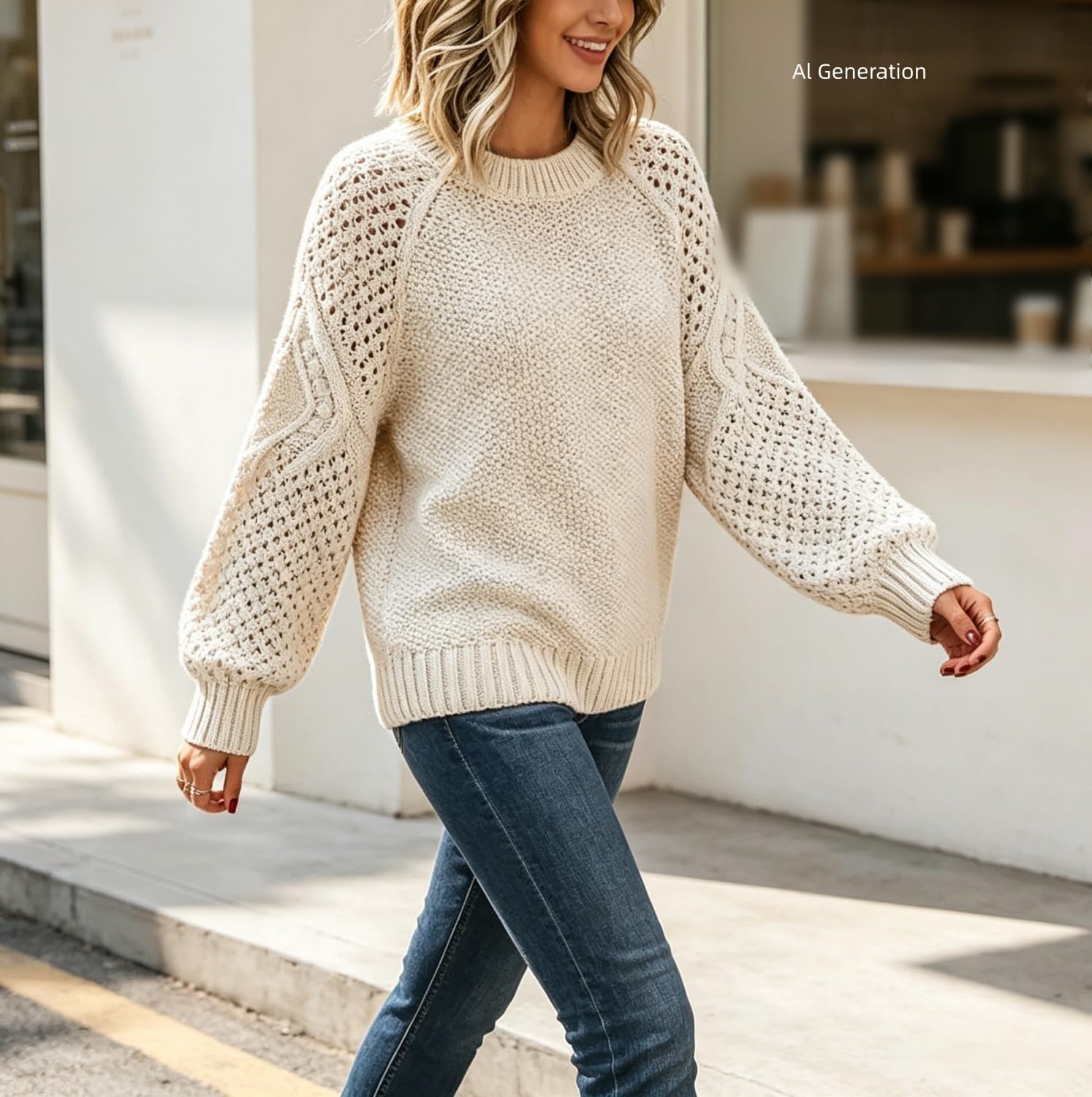 Pulls d'automne pour Femme en Maille texturée à col Rond