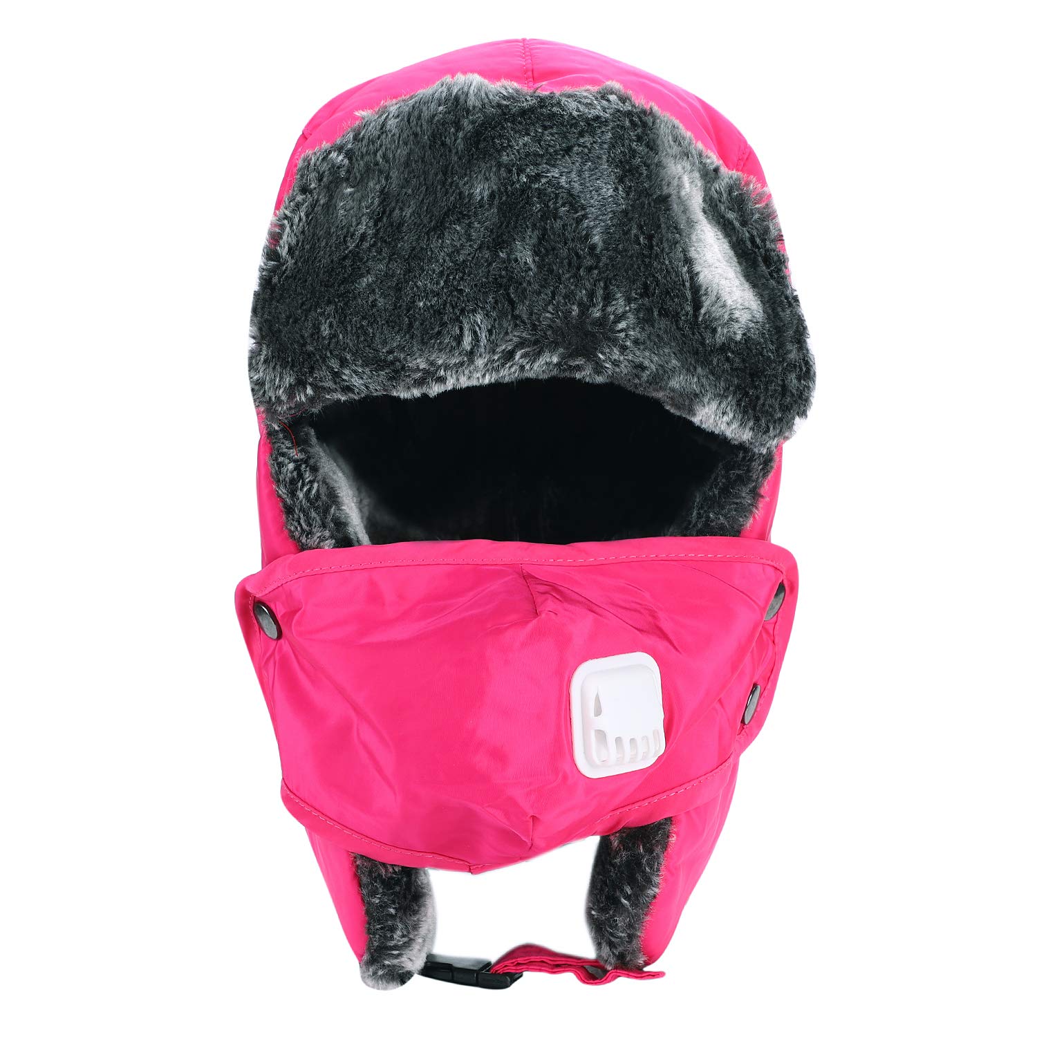 ITODA Women Men Winter Ski Hat Warm Faux Fur Trapper Hat Windproof Ski Hats with Ear Flap Thermal Russian Hat for Outdoor Skiing Snowboarding Red