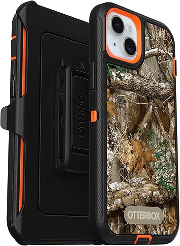 Miniatura 6 de OtterBox Funda para iPhone 15 Plus y iPhone 14 Plus Defender Series - REALTREE EDGE (naranja intensonegroborde RT), resistente y duradera, con