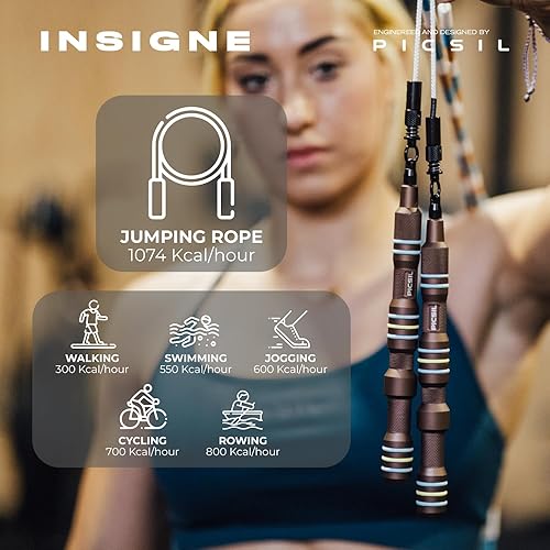 Miniatura 6 de Picsil Insigne - Cuerda de saltar versátil en 3 modalidades, cuerda de salto rápida, pesada o cruzada, adaptable a cualquier tipo de entrenamiento,