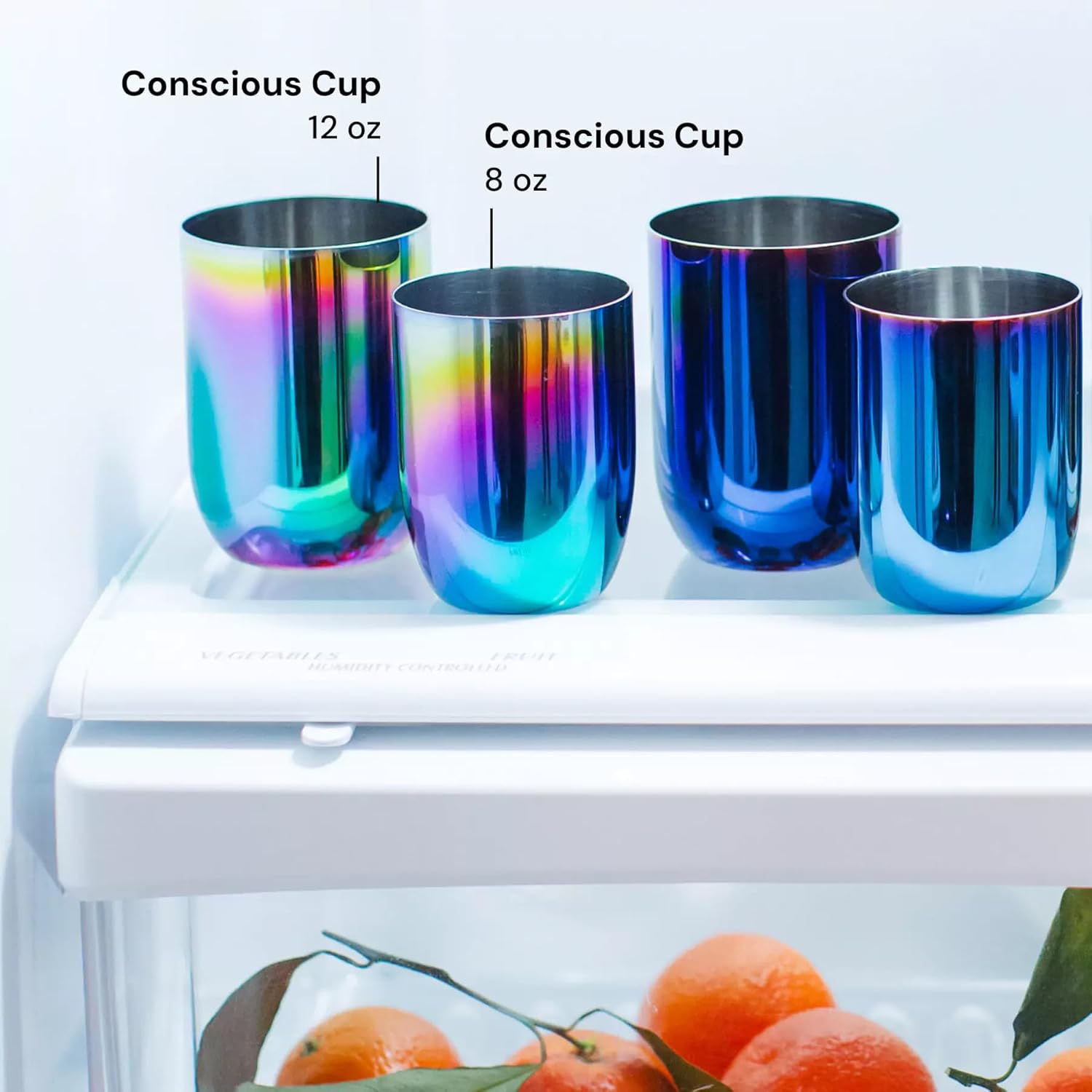 Ahimsa Stainless Steel Kids Cups, Pediatrician Designed, Colorful Steel Cups for Kids, 12oz, Non Toxic & Dishwasher Safe, Rainbow, Set of 4