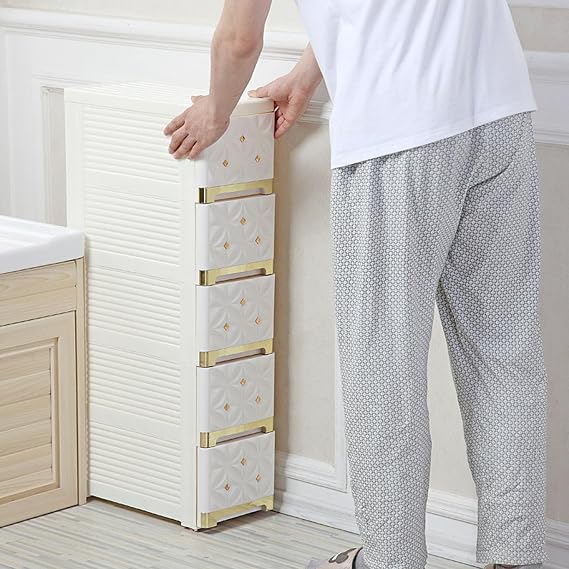 Tall Corner Cabinet, Farmhouse Storage Cabinet with Storage Drawers and Casters, Home Space Saver for Kitchen, Bathroom, Living Room, Laundry Room, Bedroom