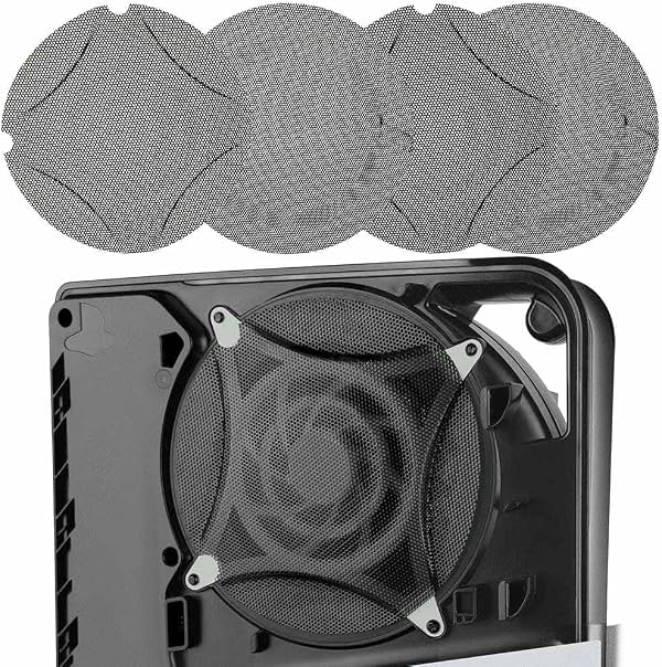 Protector de polvo de metal para PS5 Slim, paquete de 4 filtros de malla a prueba de polvo para ventilador, cubierta de malla transpirable de alta densidad para ventilador de enfriamiento de PS5, compatible con ediciones digital y de disco (negro)