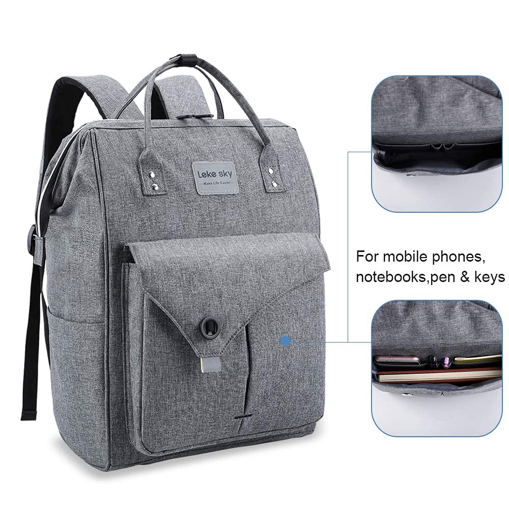 Lekesky Zaino per PC portatili, Multiuso Zaino per Computer Portatile 15.6 Pollici, Zaino Porta PC Impermeabile Unisex, Grigio