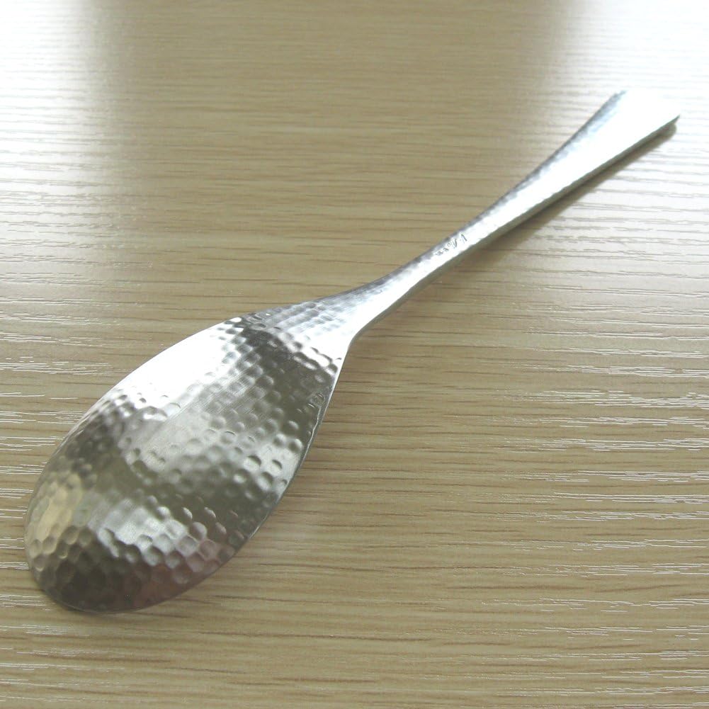 Nagao Japanese and Western Eclectic Dinner Spoon, 7.3 inches (18.5 cm), 18-8 Stainless Steel, Hammered, Made in Japan, Silver