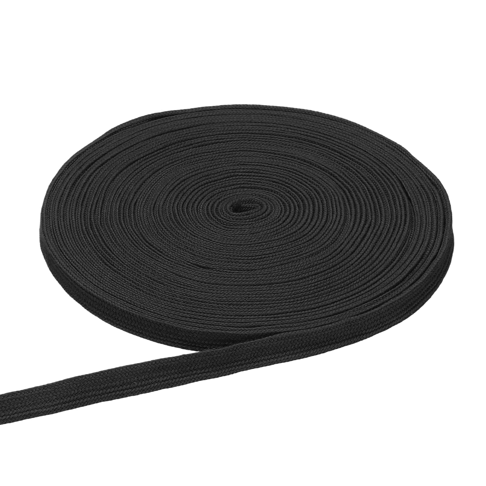 sourcing map Flat Drawstring Cord Rope, 27 Yards x 0.5 Inch Draw String Replacement Rope Drawstring for Sweatpants Hoodie Pants Shorts Garment Accessories, Black