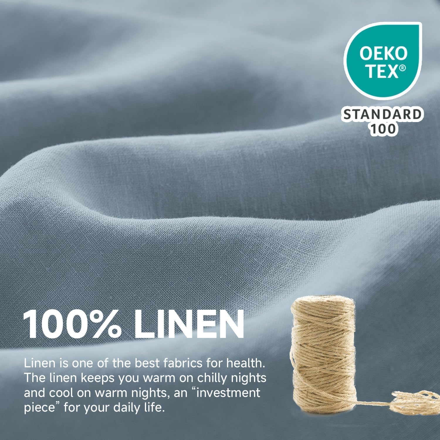 Simple&Opulence Women's 100% Linen Pajama Set Soft Shirt and Pants 2 Pieces Loungewear Slim Fit Soft and Breathable S-L - Image 5