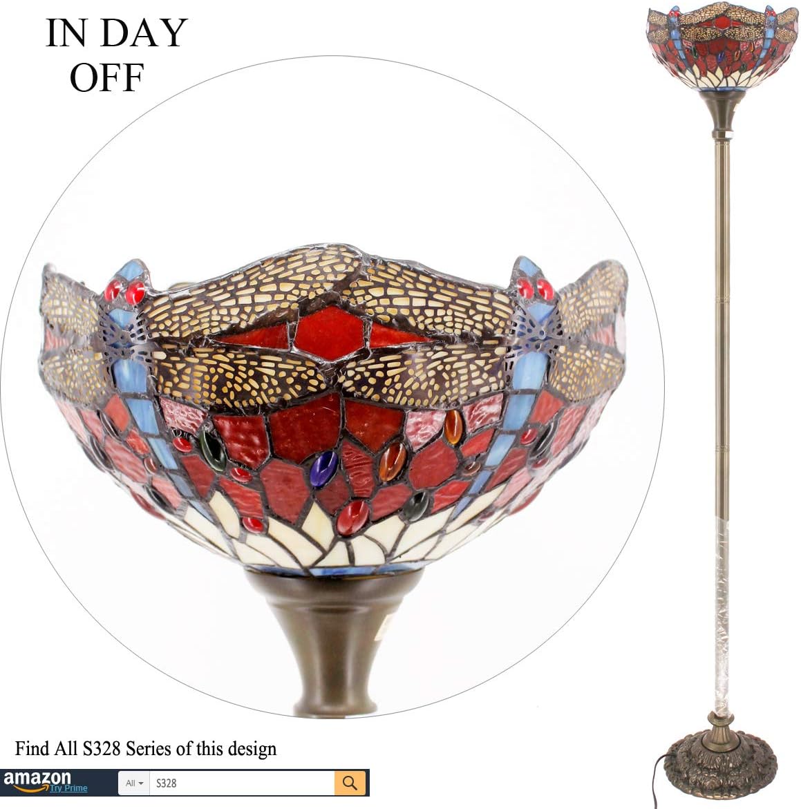 Nеw Arrіvаlѕ Tiffany Floor Lamp Torchiere Glam Industrial Bronze Pole Vintage Boho Red Stained Glass Dragonfly Retro Standing Corner Bright Torch Light 66 Tall Living Room Kids Bedroom Farmhouse Office WERFACTORY