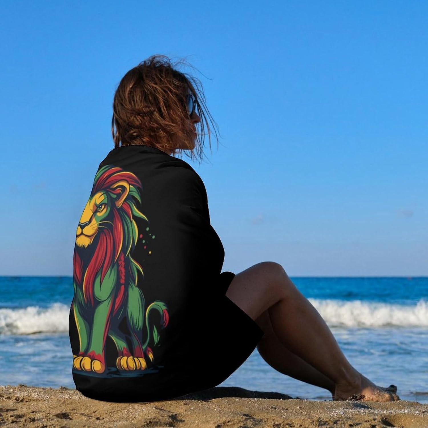 Rasta Reggae Lion Oversized Beach Towel Soft Absorbent Pool Bath Swim Towels for Adults Travel Vacation Gifts 130x80cm