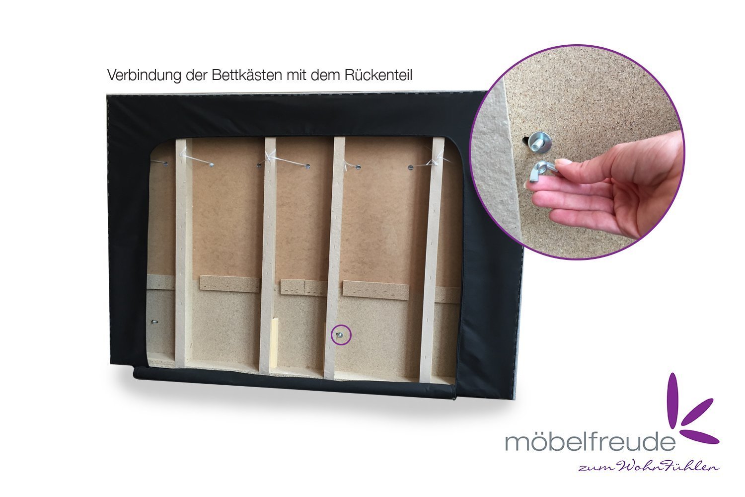 Doluna Valina Boxspringbett 180x200 cm H2/H3 in Anthrazit niedriges Kopfteil 90 cm Ideal für Dachschrägen inkl. Visco Topper + 7 Zonen Taschenfederkern-Matratze