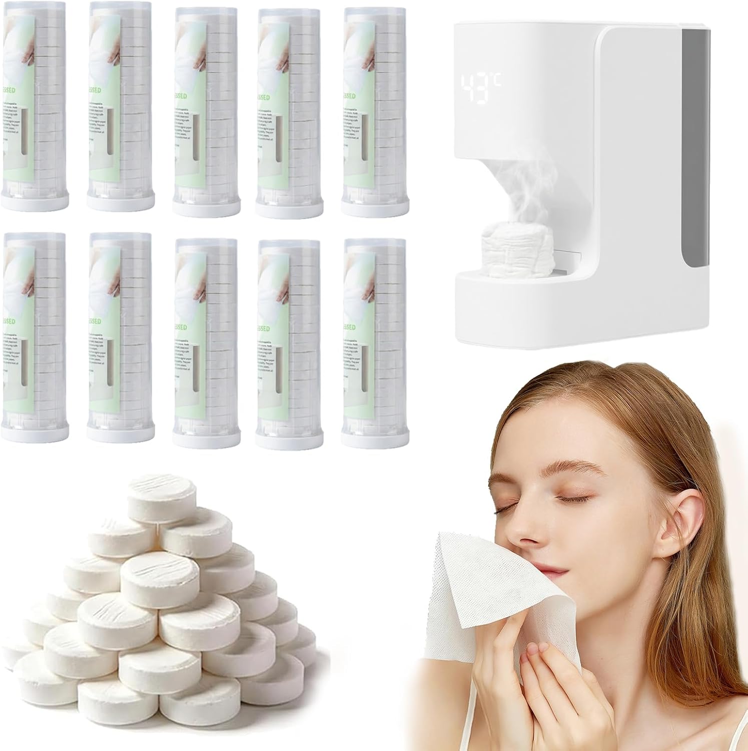 Hot Face Towel Heater Machine, 750w Disposable Towel Heater With 40 Towels, 5-second Warmth, 55 °c Constant Temperature, Auto Compressed Towels Wamer For Spa, Home, And Salon Use 200 towels