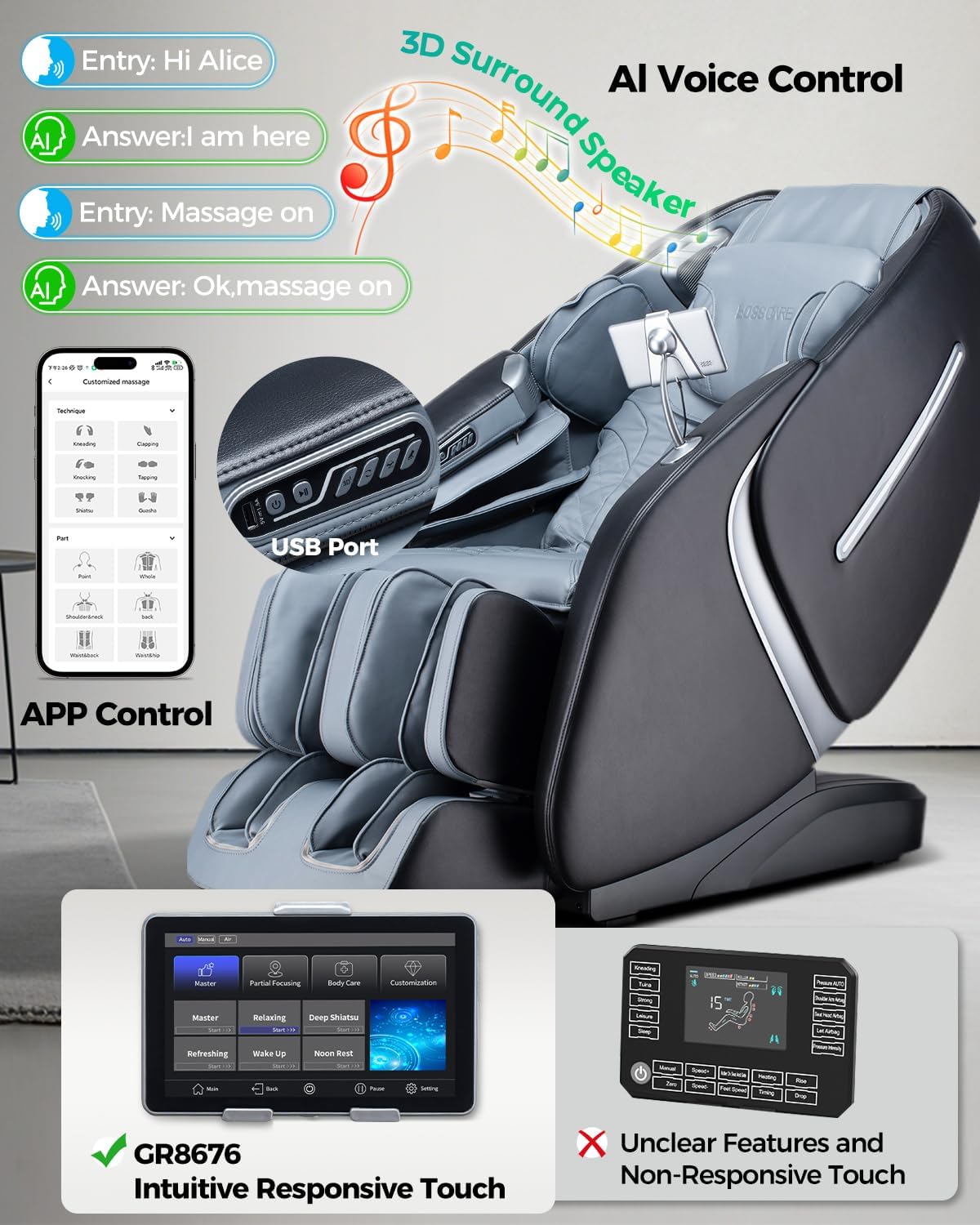 2026 4D Massage Chair Full Body Zero Gravity Shiatsu Messager Chair-SL Track AI APP Body Scanning Heating Back Foot Recliner-Massaging Chairs for Office Home