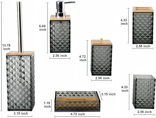 Miniatura 12 de Juego de accesorios de baño azules, 6 piezas de accesorios de baño azules, dispensador de jabón, soporte para cepillos de dientes, jabonera, taza