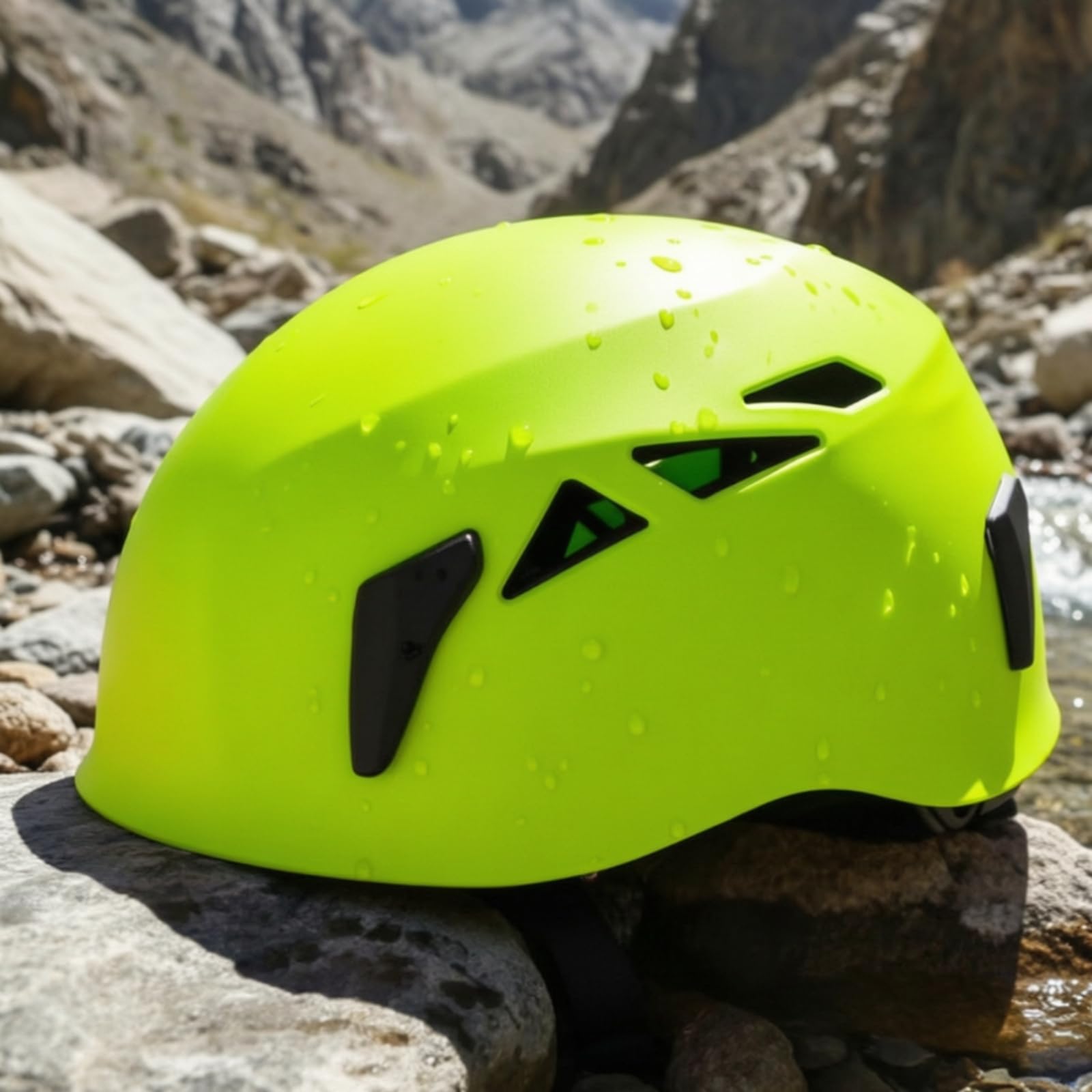 Amagogo Casque d'escalade Casque de Grimpe Casque d'alpinisme Casque de Spéléologie Coque Résistante Ventilé Harnais Ajustable 400 G Adapté à Escalade Alpinisme Spéléologie Missions de Terrain