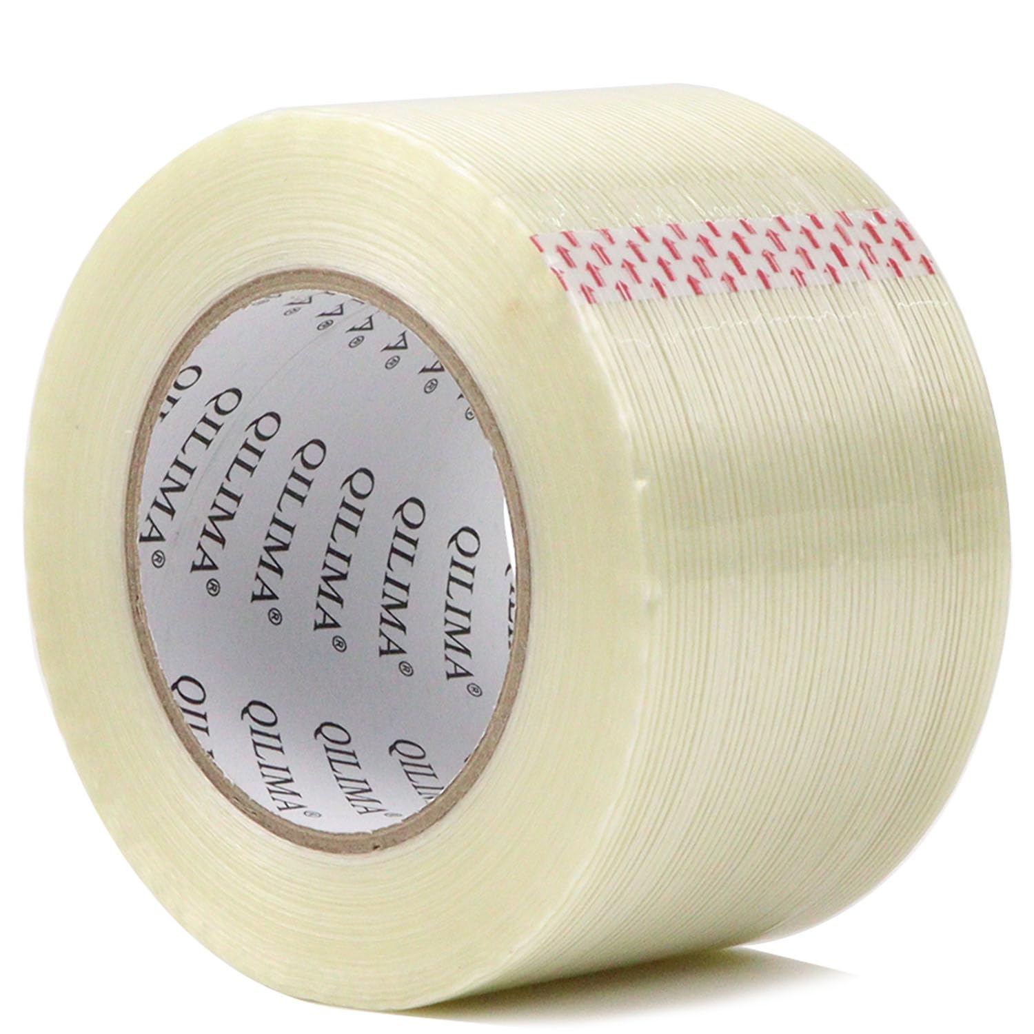 QILIMA Extra Strong Filament Tape,Clear Filament Strapping Tape,Fiberglass Tape,Heavy Duty Tape(75MM X 50M)