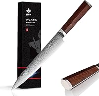 Vista 14 de Cuchillo de pan dentado, cuchillo de pan de 8 pulgadas de largo para pan casero con núcleo de acero Damasco VG-10, afilado cuchillo de corte