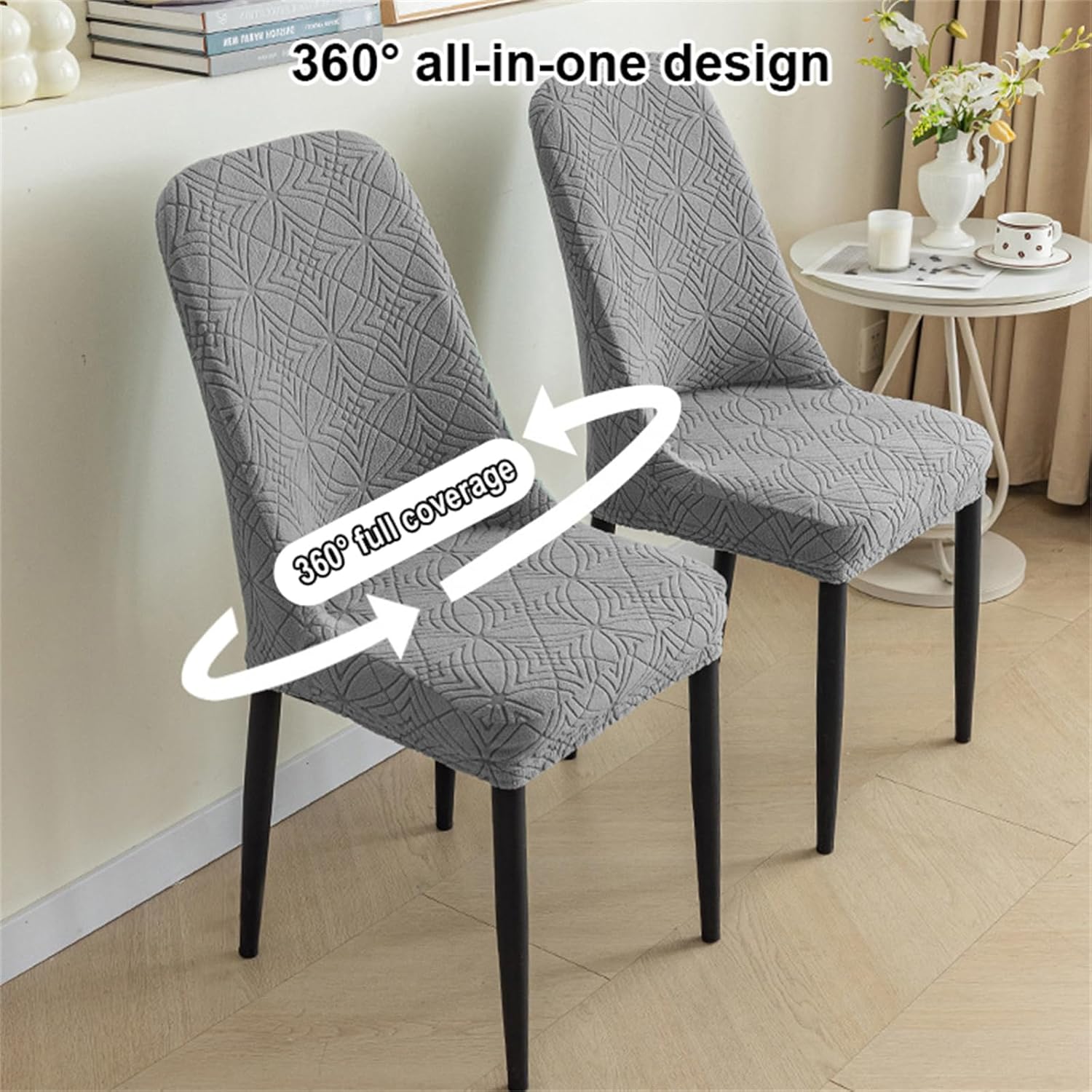 Curved Chair Covers Stretch Armless Chair Slipcover Removable Washable Slipcovers Protector for Kitchen Living Room Bedroom,Light Gray,2pcs