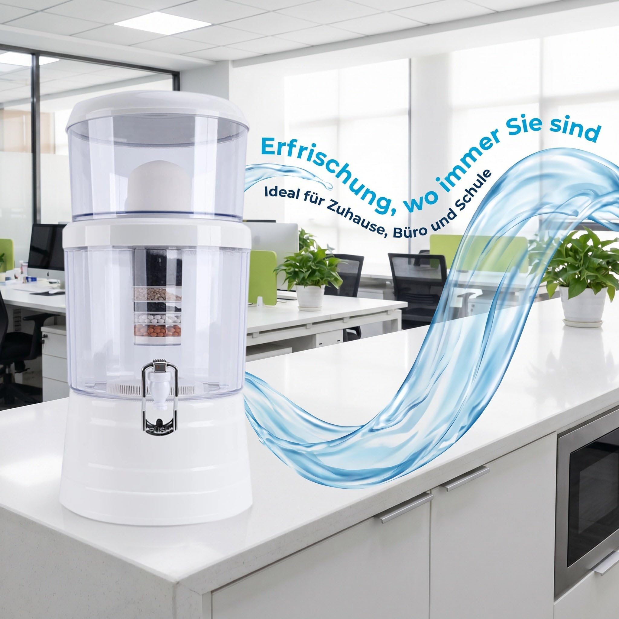 Wasserfilter Spender, 16L Wasserfilter Pitcher, Tischwasserfilter