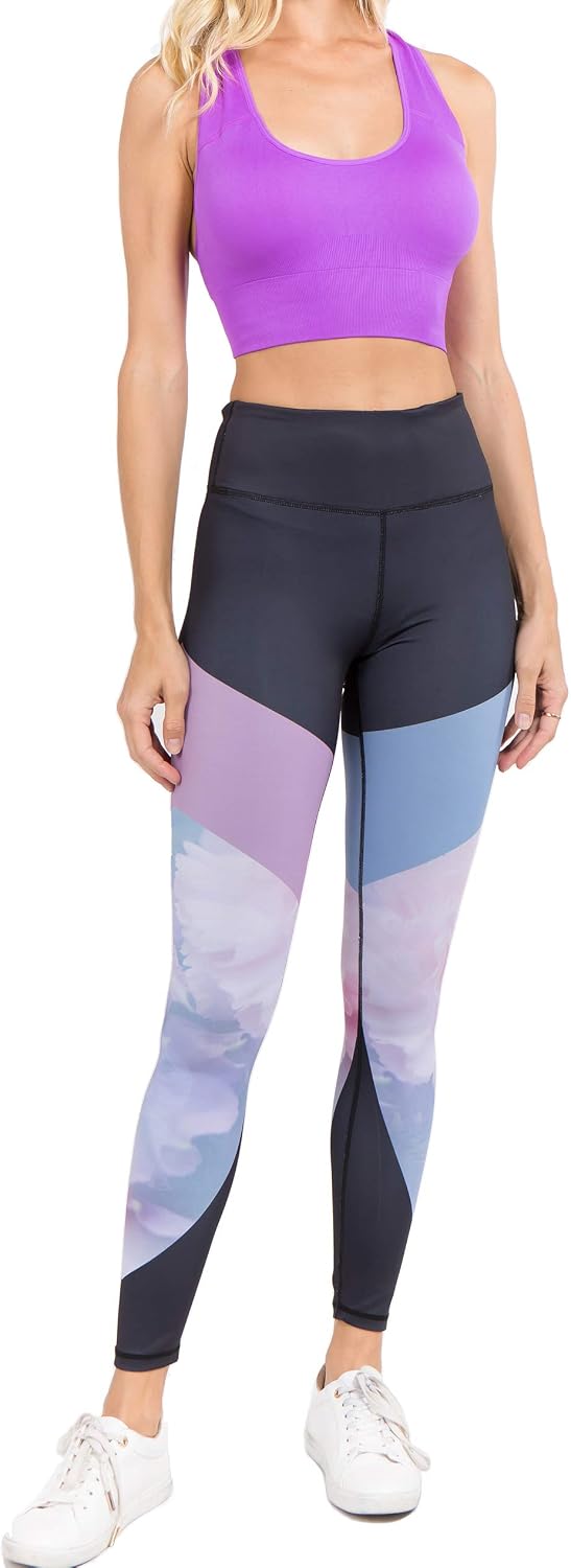 ICONOFLASH Women's Active Tummy Control Sports Leggings - Graphic High Waist Yoga Legging with Phone Pocket