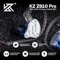 LINSOUL KZ ZS10 Pro 5 meghajtós HiFi fülhallgató kék, 4BA+1DD hibrid IEM - No Microphone, blue 4