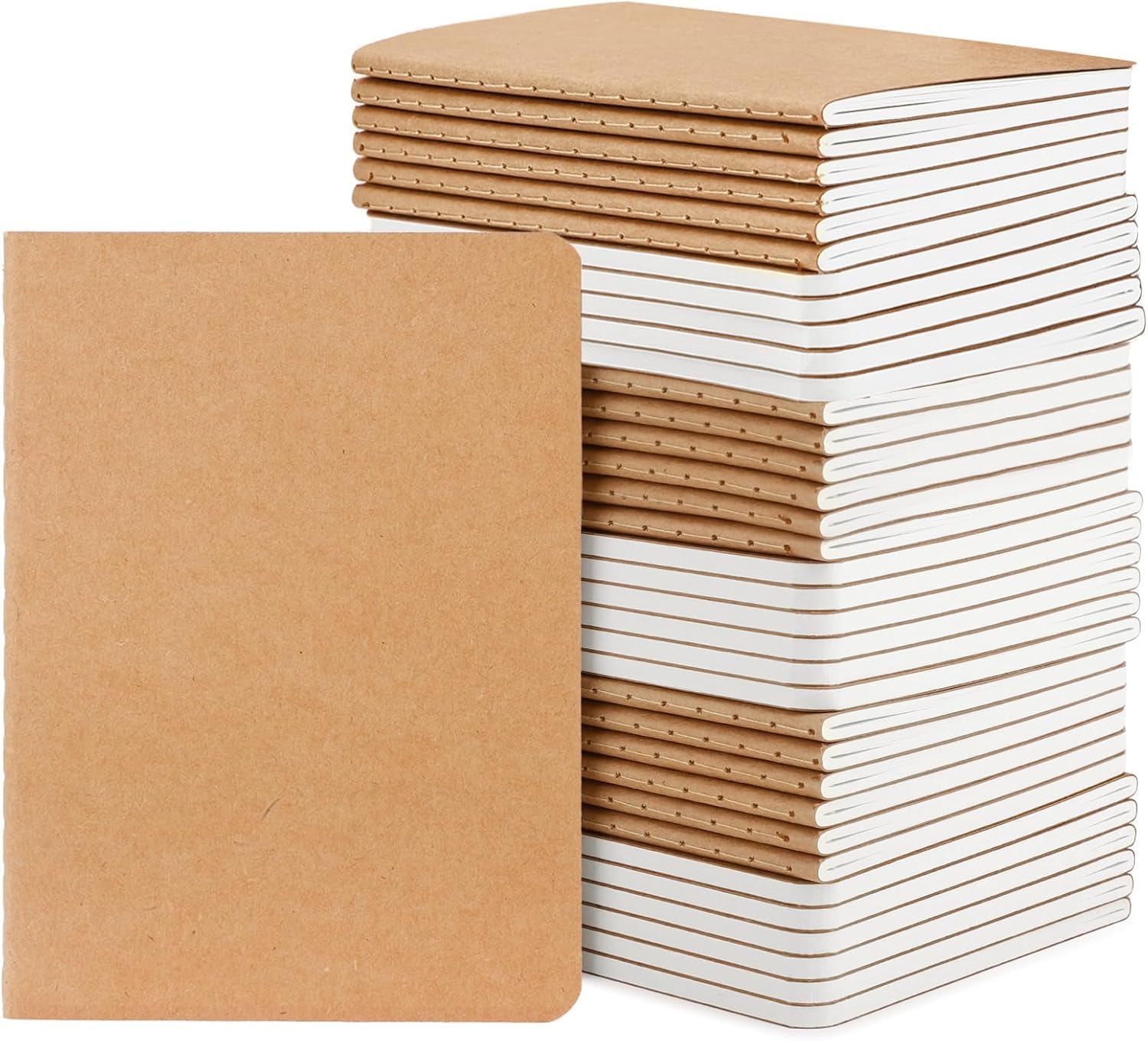 Notizheft A6 Dotted - 48 Stück Notebooks Set Gepunktet 5mm - 60 Seiten Notizbuch A6 10x14cm Braun Softcover Field Notes - 100g Papier Heft Block Punkte Kraft Notizblock