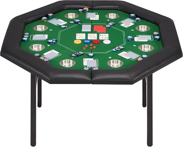 ECOTOUGE 8-Player Poker Table with Padded Rails