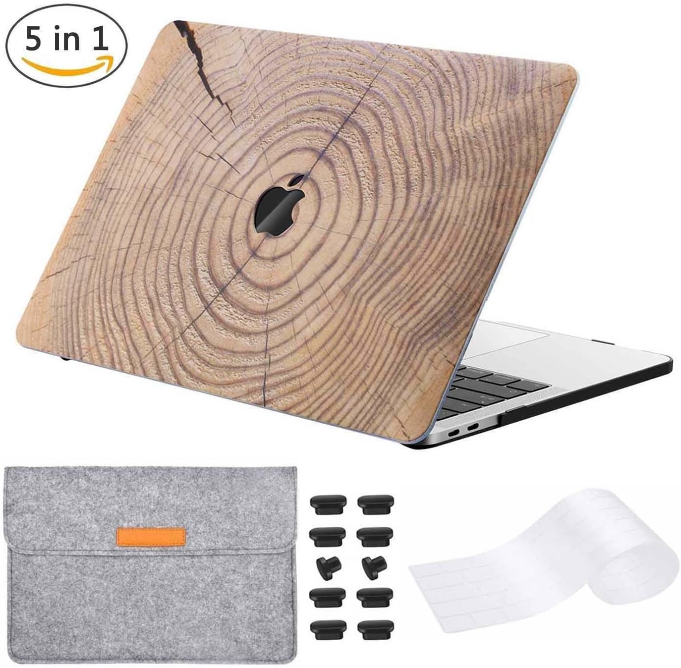 Miger McBook Pro 13" Case 2017 & 2016 Release,Hard Case Shell Cover with Keyboard Cover,Felt Bag,Anti Dust Plugs for A1706/A1708 (13 Inches(Model A1706/A1708), Tree Rings)