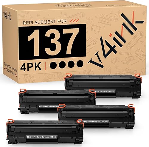 v4ink 4PK - Cartucho de tóner compatible con CRG137 para Canon 137, cartucho de tóner negro para impresora Canon D570 MF232W MF236N MF242DW MF212W