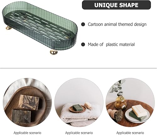 Miniatura 4 de Alipis Soporte de almacenamiento de encimera autodrenante, bandeja de jabón transparente para artículos de tocador, cepillos de dientes, artículos