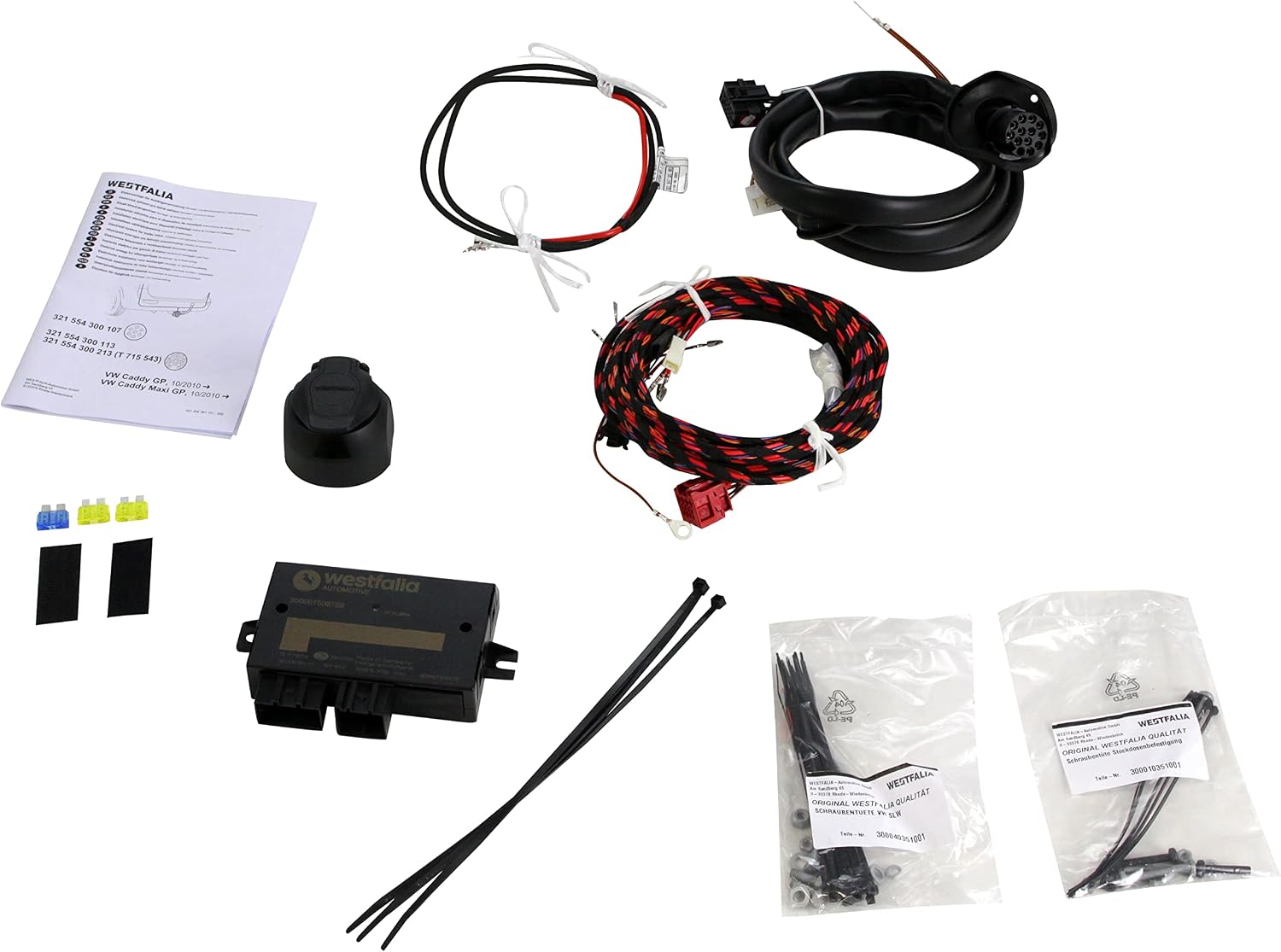 Westfalia Fixed Towbar for VW Caddy 3+4 (including Life, Maxi, Alltrack) (09/2010-09/2020) - Includes 13-pin Vehicle-specific Wiring Kit