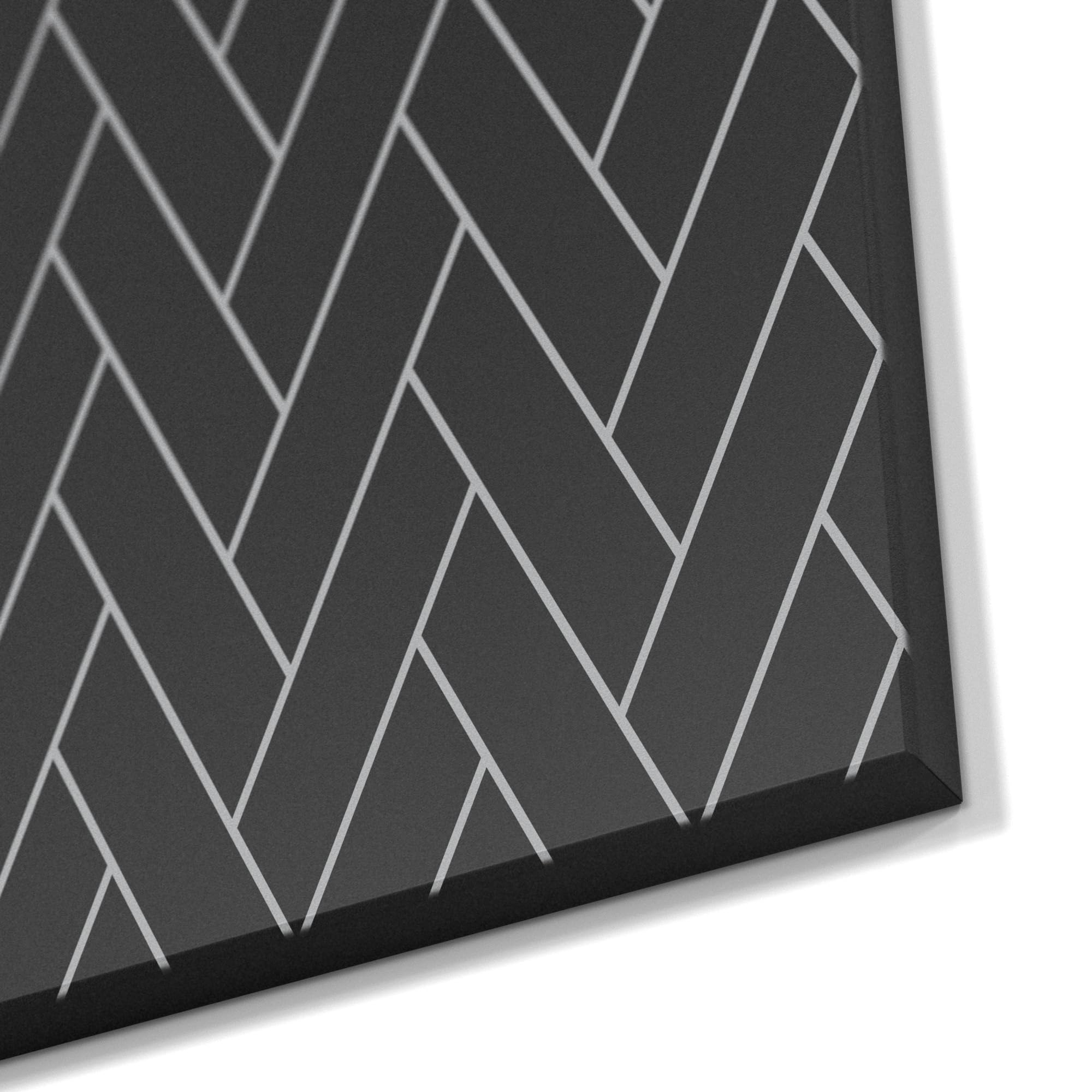 DEQORI Magnetische Kreidetafel mit UV-Druck | Motiv Kontrast im Fischgrät | Design rechteckig 90x60 cm | Kreide Metalltafel beschreibbar – Wanddeko für Küche, Flur, Kinderzimmer & Büro