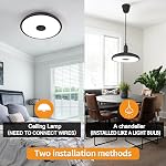 Etanche noire LED Plafond luminaire,avec haut-parleur Bluetooth,11Inch 18W, 2700K-6500K Lampe à musique variable,RGB Lumière de changement de couleur avec télécommande,pour salle de bain,douche,Chambre