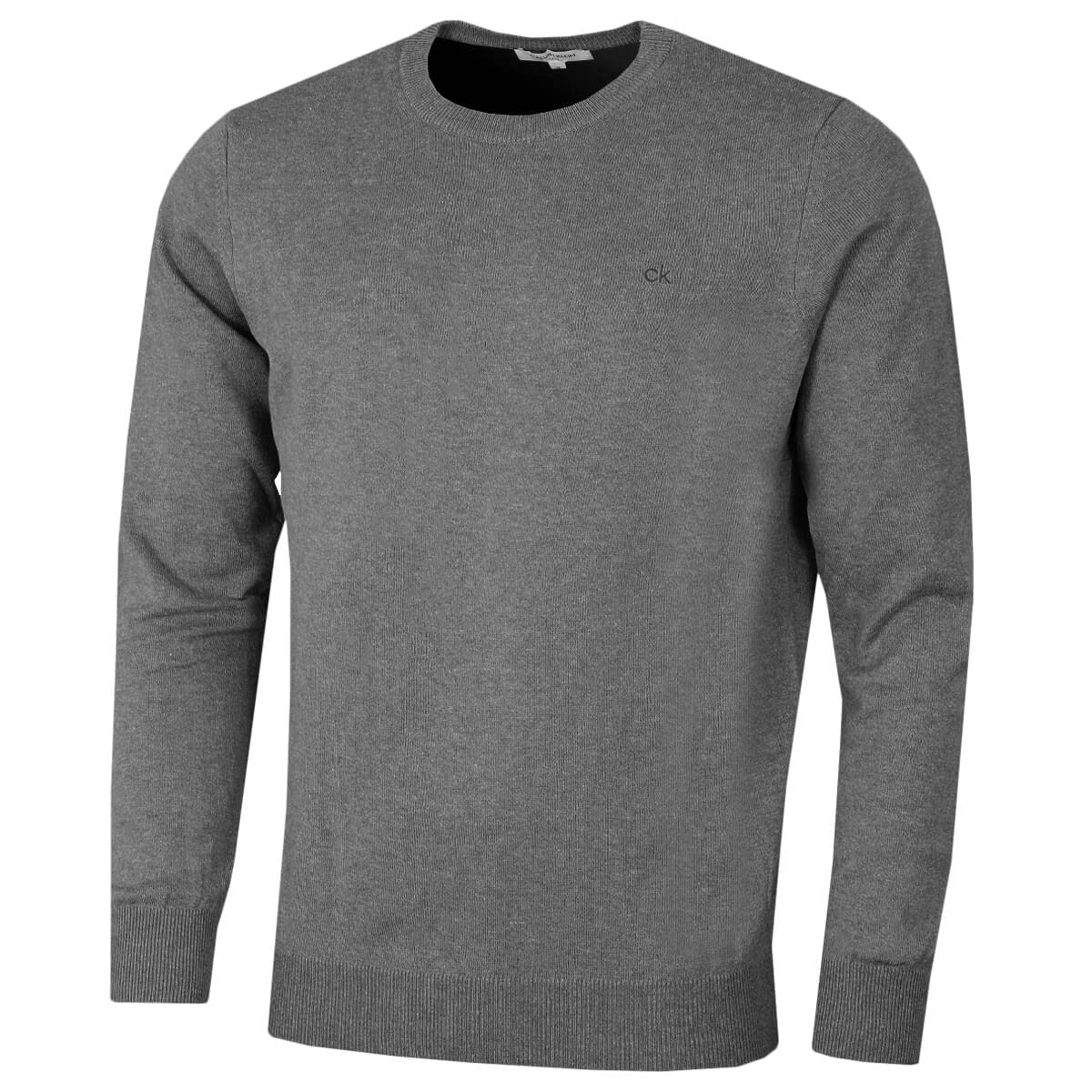 Calvin Klein Golf Men's Grey Marl Round Neck Tour Sweater - Medium
