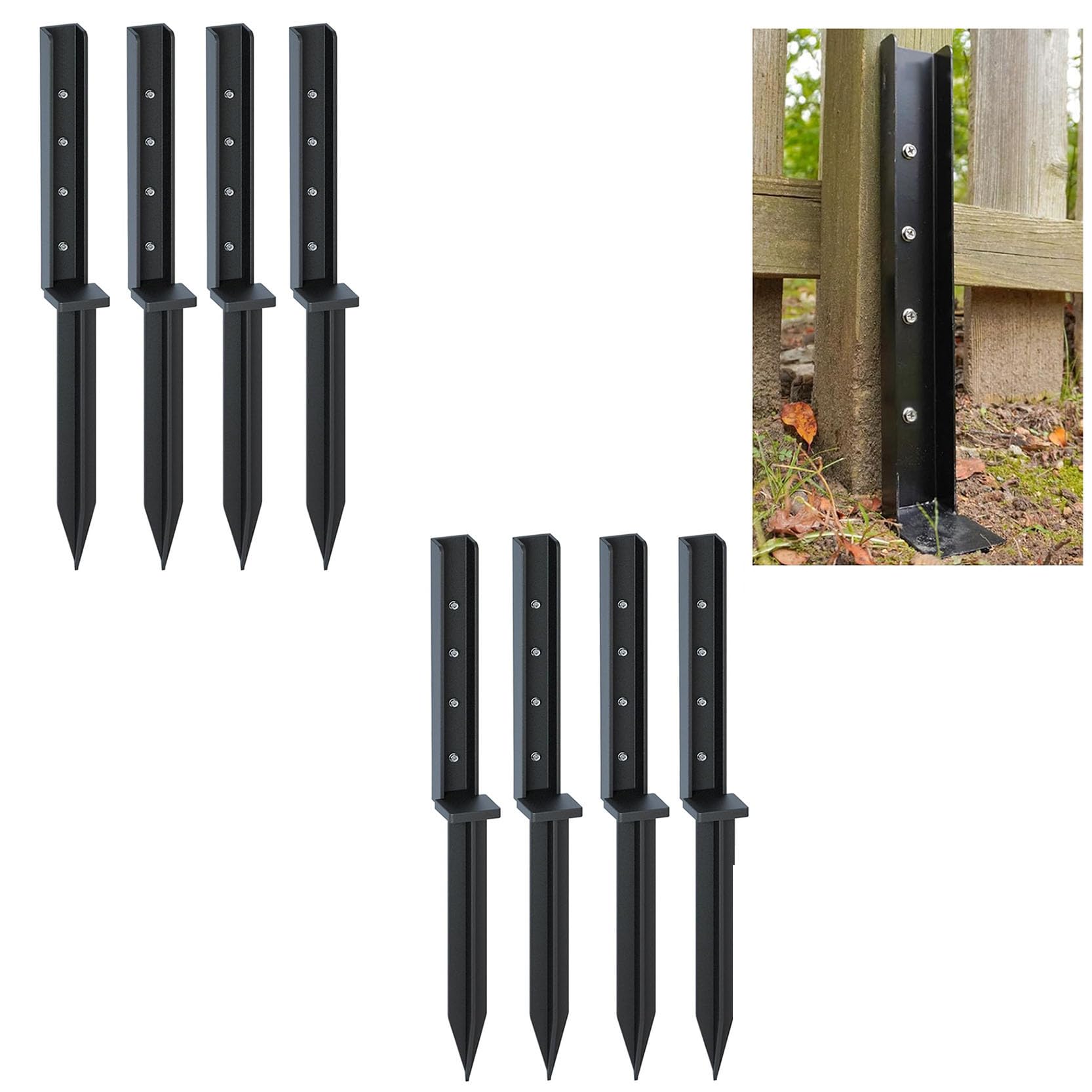 LQSYBHD Heavy Duty 81 CM Fence Post Repair Stakes Fence Post Repair Heavy Duty Fence Post Anchor Post Stake Ground for Deck Porch Mailbox for Tilted Broken Wooden Fence Posts(Size:8pcs)