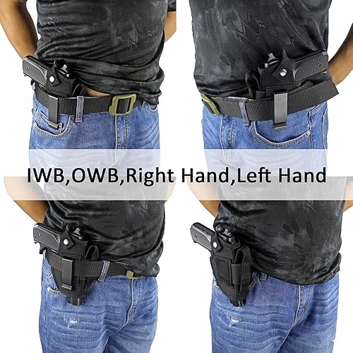 Miniatura 3 de Gexgune Funda táctica para pistola oculta IWB OWB con ranura para cargador y clip de metal intercambiable para mano derecha e izquierda