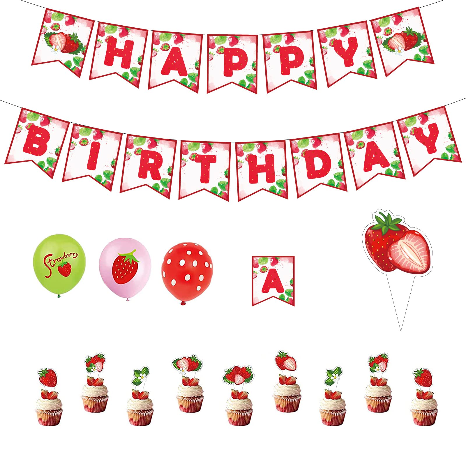 Fragola Stampa Sfondo Banner Compleanno Decorazioni Banner Forniture