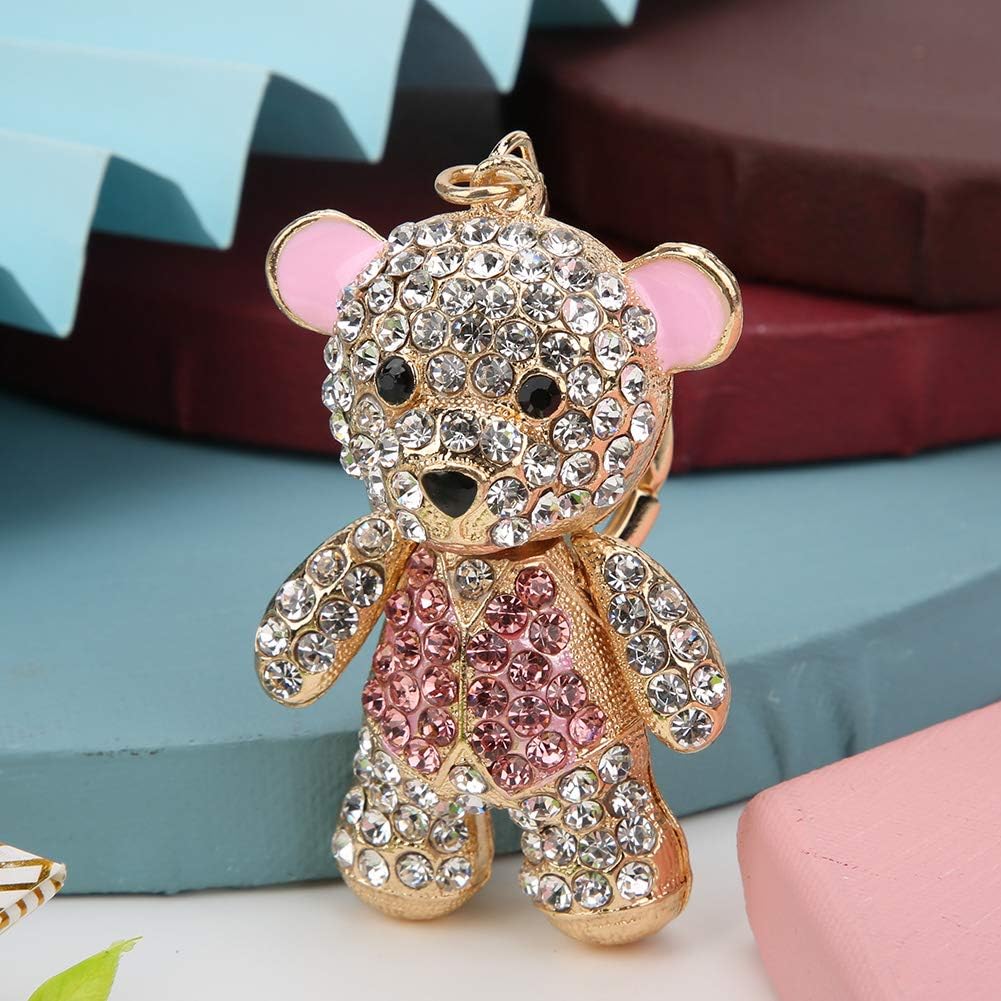 Pssopp Rhinestone Keychain Lovely Bear Metal Key Ring Stylish Pendant Bear Hanging Pendants for Car Purse Backpack - Image 3