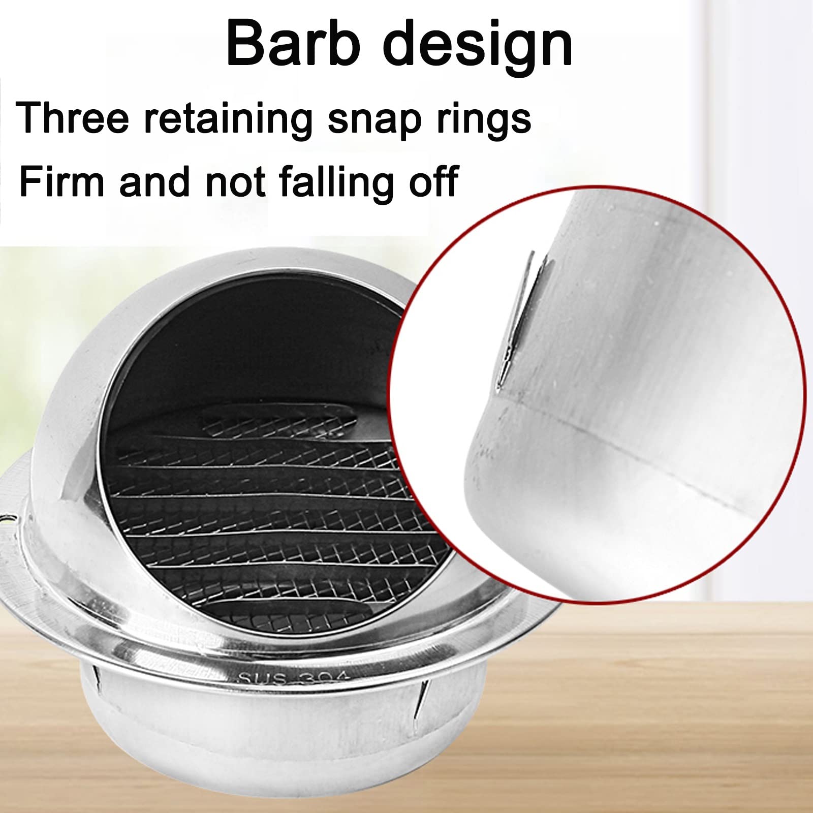 WORDFUN Ronde Ventilation Hotte Mural Grille Couvercle De VentilationGrille De Ventilation en Acier Inoxydable,Bords Épaissisfinement Polirond Et Lisse,Convient pour Garage, Salle De Bain