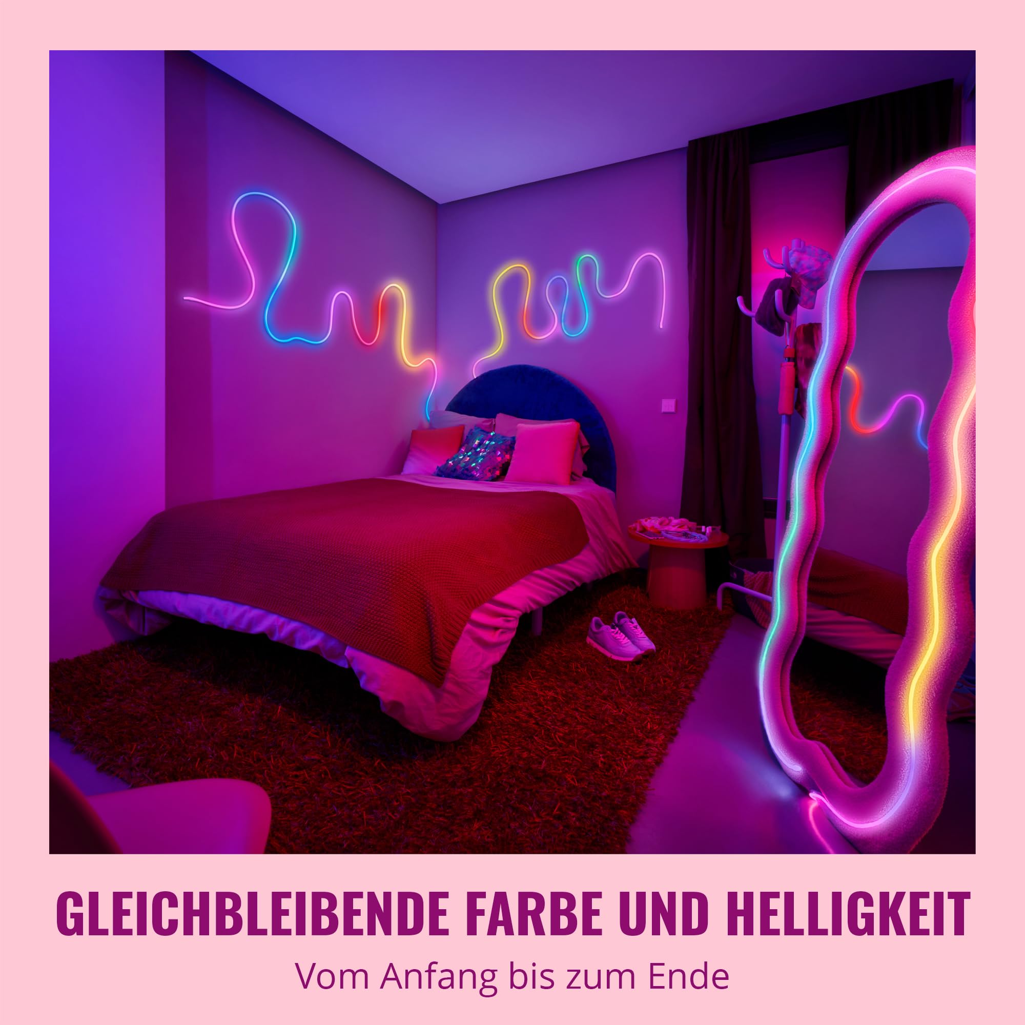 WiZ SMART FLEX STRIP - 10 m, 16 Millionen Farben + Weißschattierungen, dynamische Lichtszenen, verbindet sich mit Ihrem WLAN, Sprach- / App-Steuerung, funktioniert mit Google Home, Alexa und HomeKit.
