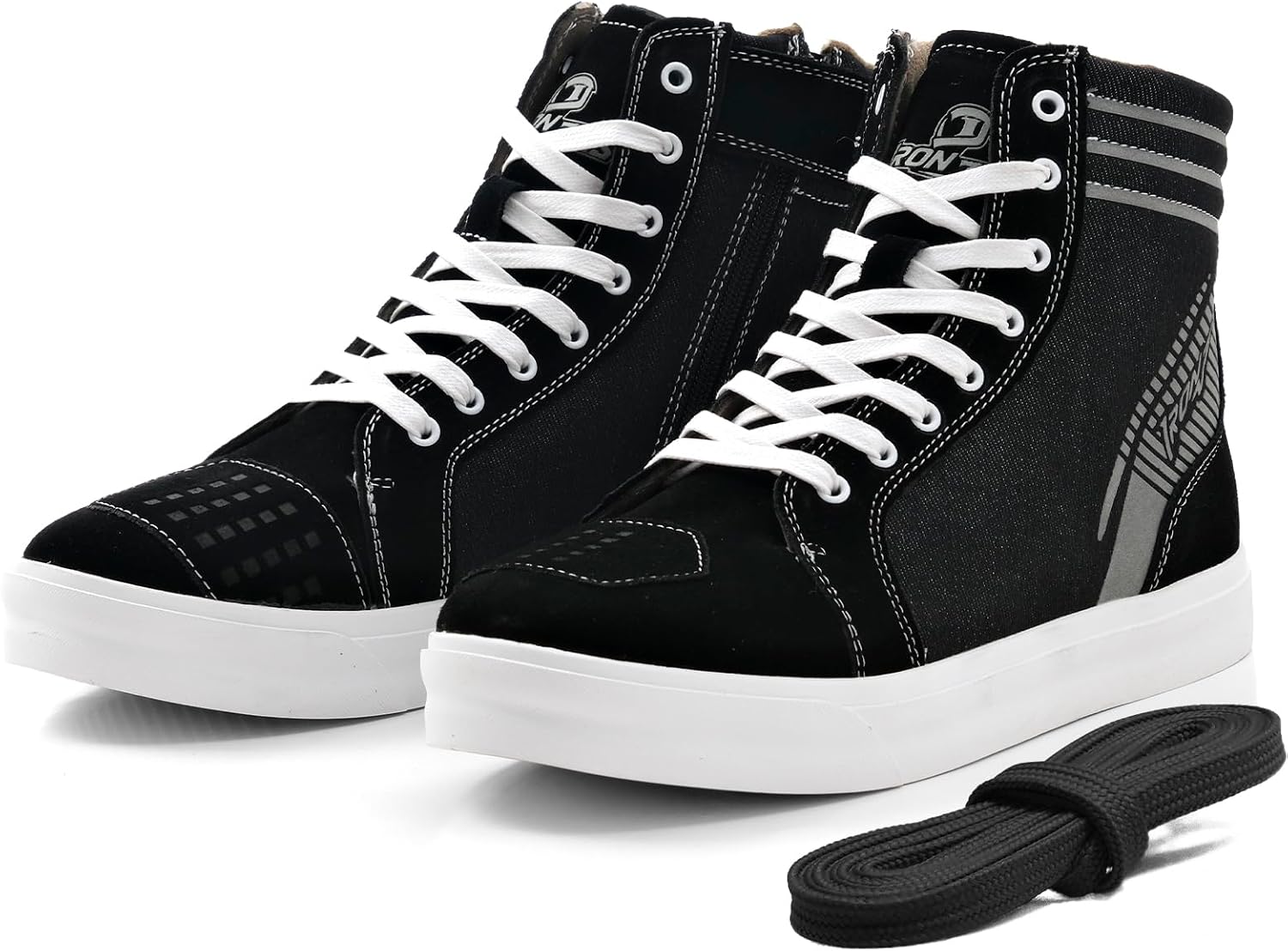 IRON JIA’S Motorcycle Shoes for Men, Anti-Slip Breathable Street Casual Motorcycle Riding Boots with Side Zipper, Ankle Support, Shift Pads 12 Black/White IRON JIA’S Motorcycle Shoes for Men, Anti-Slip Breathable Street Casual Motorcycle Riding Boots with Side Zipper, Ankle Support, Shift Pads 12 Black/White