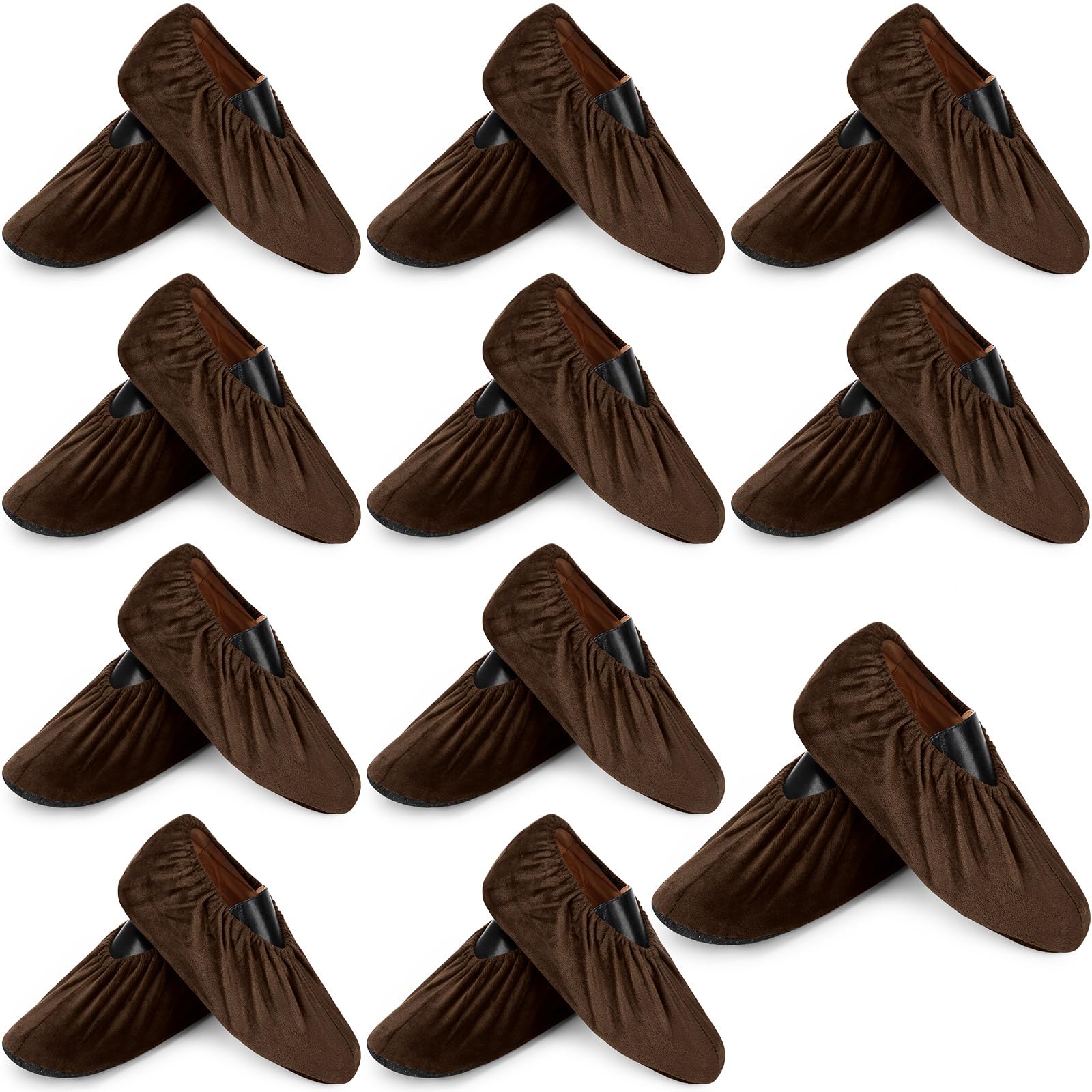 JaGely 11 Pair Reusable Cloth Shoe Covers for Indoors, Brown