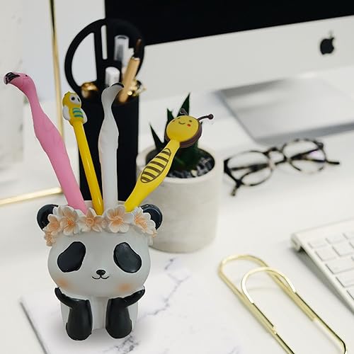 Miniatura 3 de MIAO YUAN Soporte creativo de dibujos animados para bolígrafo de panda para almacenamiento de papelería, soporte de escritorio para brochas de