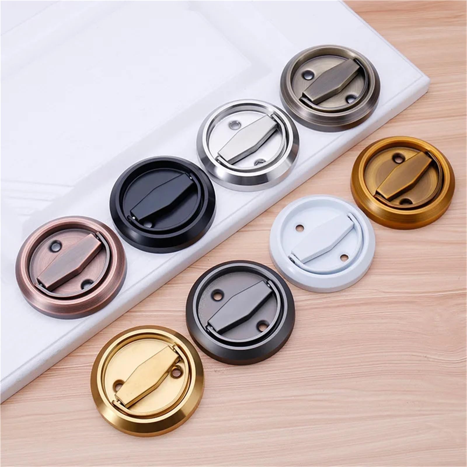 Cerraduras de anillo de tracción de puerta invisibles, cerradura de puerta oculta, cerradura de puerta corrediza, manijas de puerta de madera, manija montada en superficie, 1 pieza(Lock body)