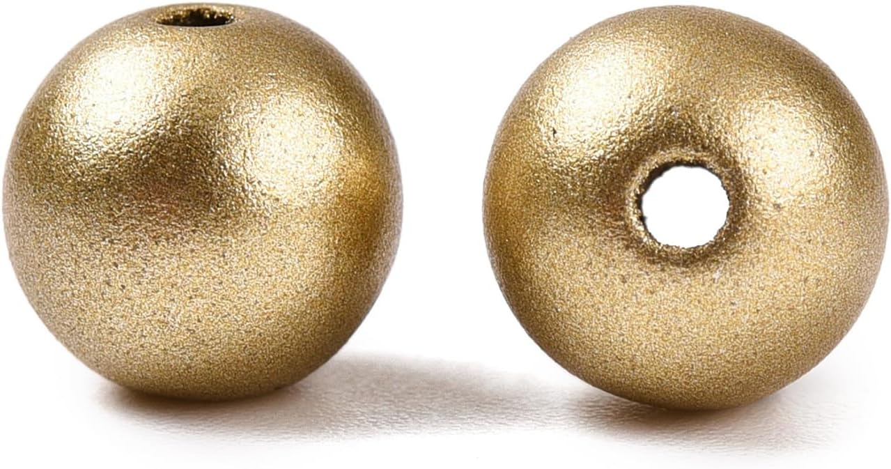 8MM 1840 pcs Golden Color Spray Painted Round Theme Acrylic Beads Frosted Bubblegum Chunky Beads for DIY Jewelry Necklace Bracelet Earring Keychain Craft Decor